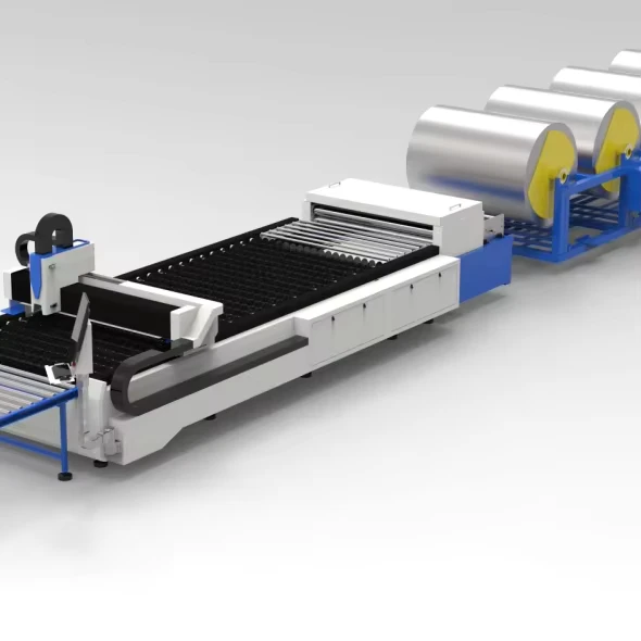 Automatic CNC 3000W 6000W Brass Coil Fed Laser Cutting Line High Speed Stable Sheet Metal Processing