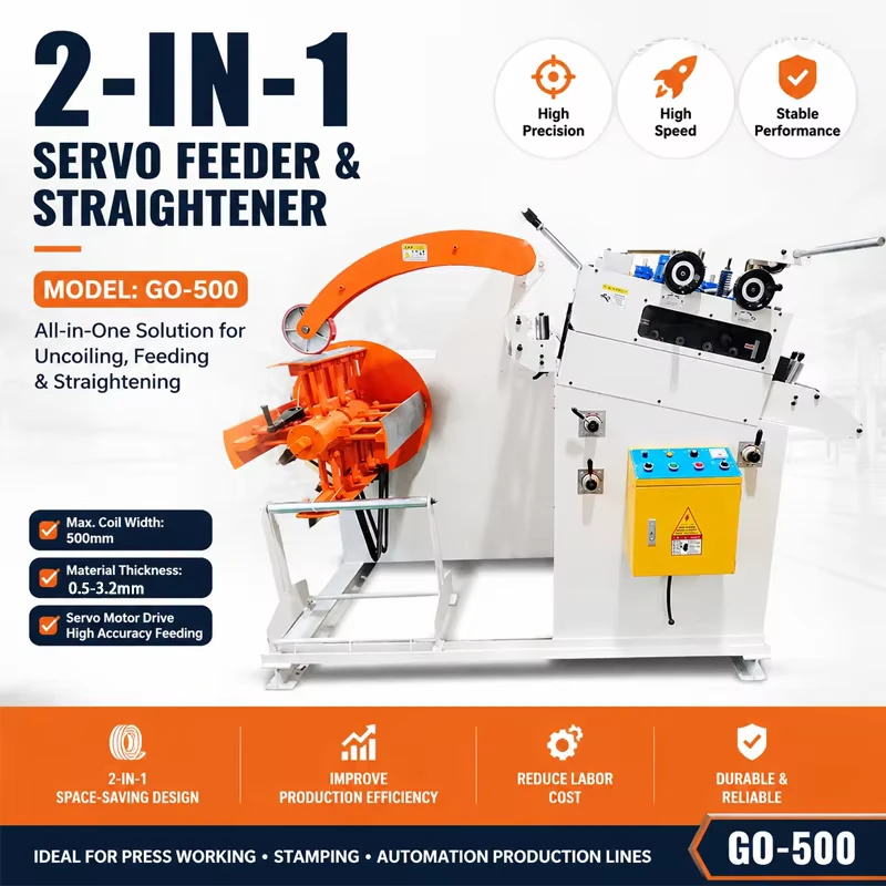 GO500 Dual Function Straightening Feeder Machine Integrated Metal Sheet Leveling Straightener for Steel Plate Processing