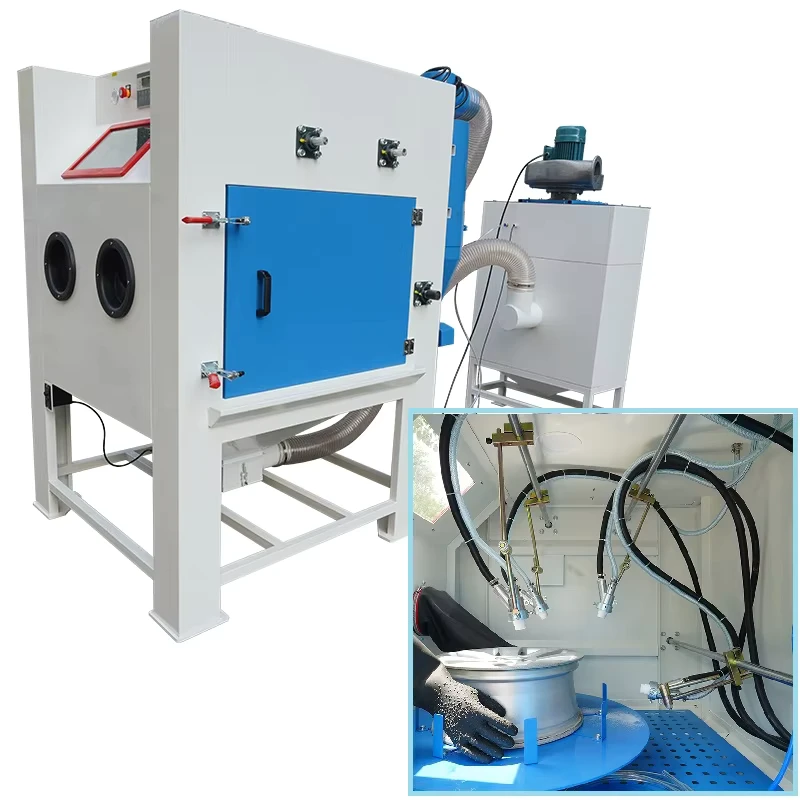 Heavy duty Automatic Abrasive Blasting Machine Sandblasting Cabinet for Alloy Wheel