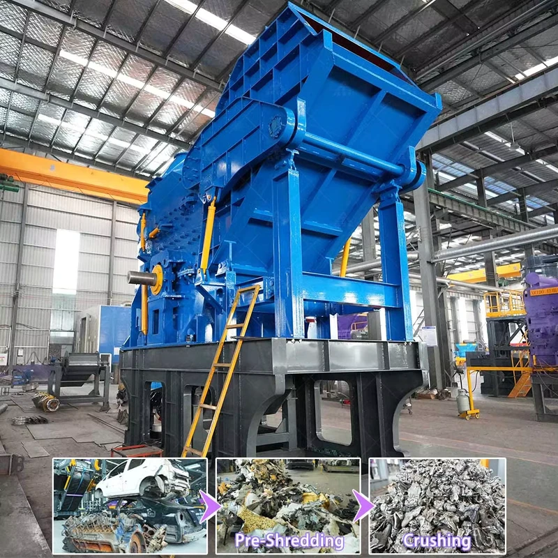 High Capacity Scrap Body Car Shell Steel Sheet Aluminum Scrap Radiator Motor Rotor Metal Hammer Mill Crusher Machine