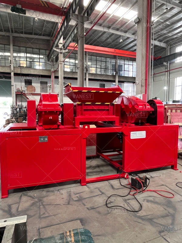 Solid Frame Rubber Tyre Shredder Waste Tire Crushing Recovery Industrial Double Axis Shredding Device